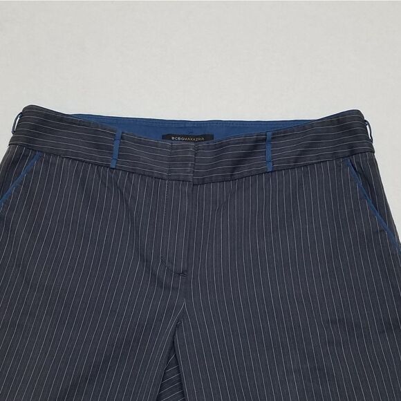 BCBGMaxAzria Amanda Gray Blue Pinstripe Wide Leg Slacks Trousers 8 - Picture 7 of 16